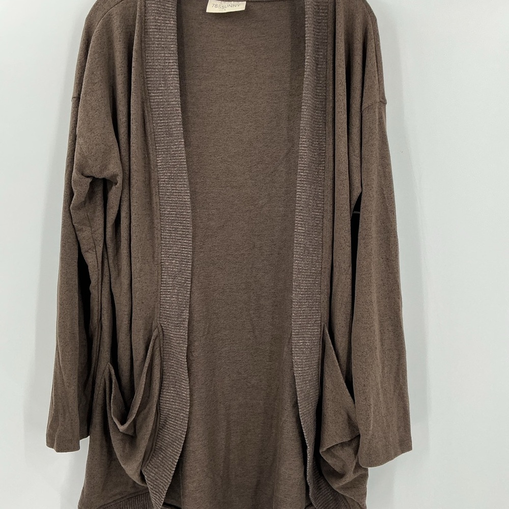 78&sunny Cocoon Cardigan in Heathered Dark Chocolate 10-12 - Picture 4 of 10